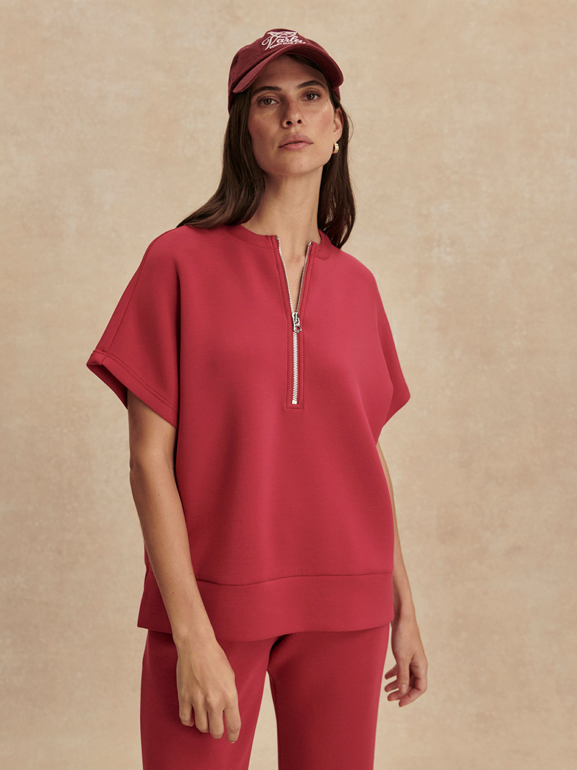 Adria Half Zip Sweat - Rich Raspberry