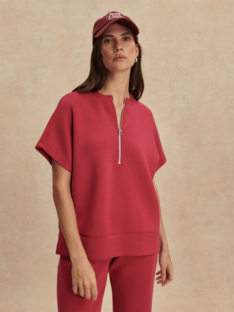 Adria Half Zip Sweat - Rich Raspberry