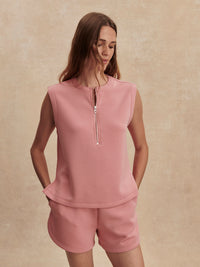 Simmons Half Zip Tank - Brandy Rose