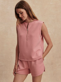 Simmons Half Zip Tank - Brandy Rose