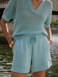 Callie Knit Top - Porcelain Blue