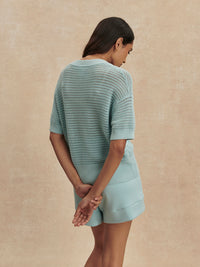 Callie Knit Top - Porcelain Blue