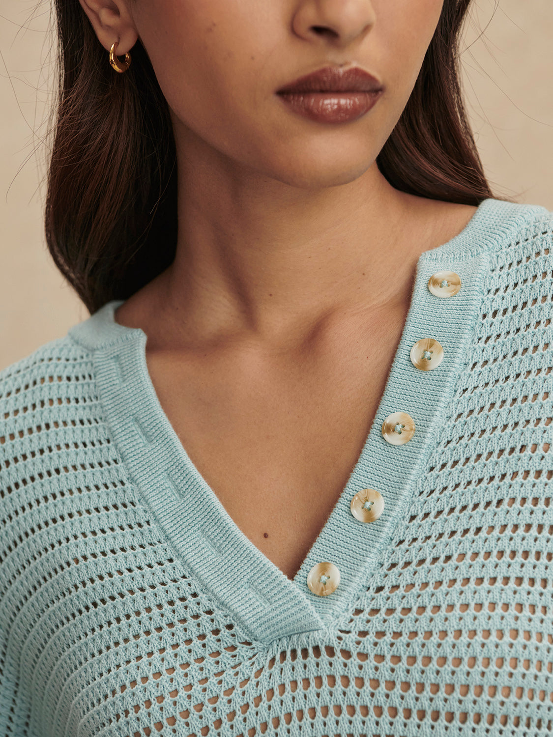 Callie Knit Top - Porcelain Blue