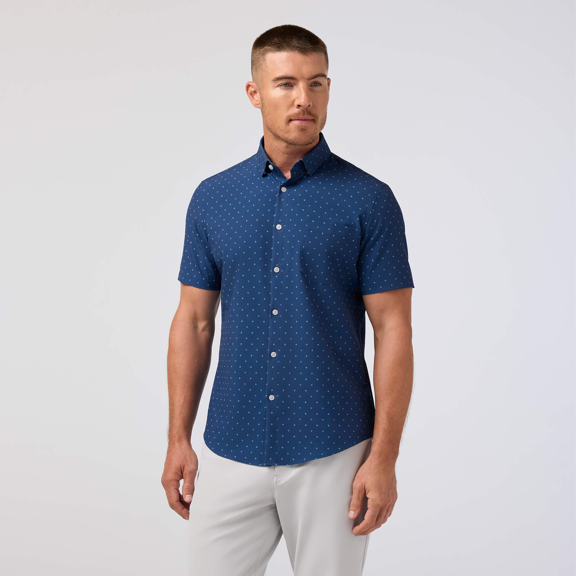 Leeward Short Sleeve Dress Shirt - Midnigh Navy