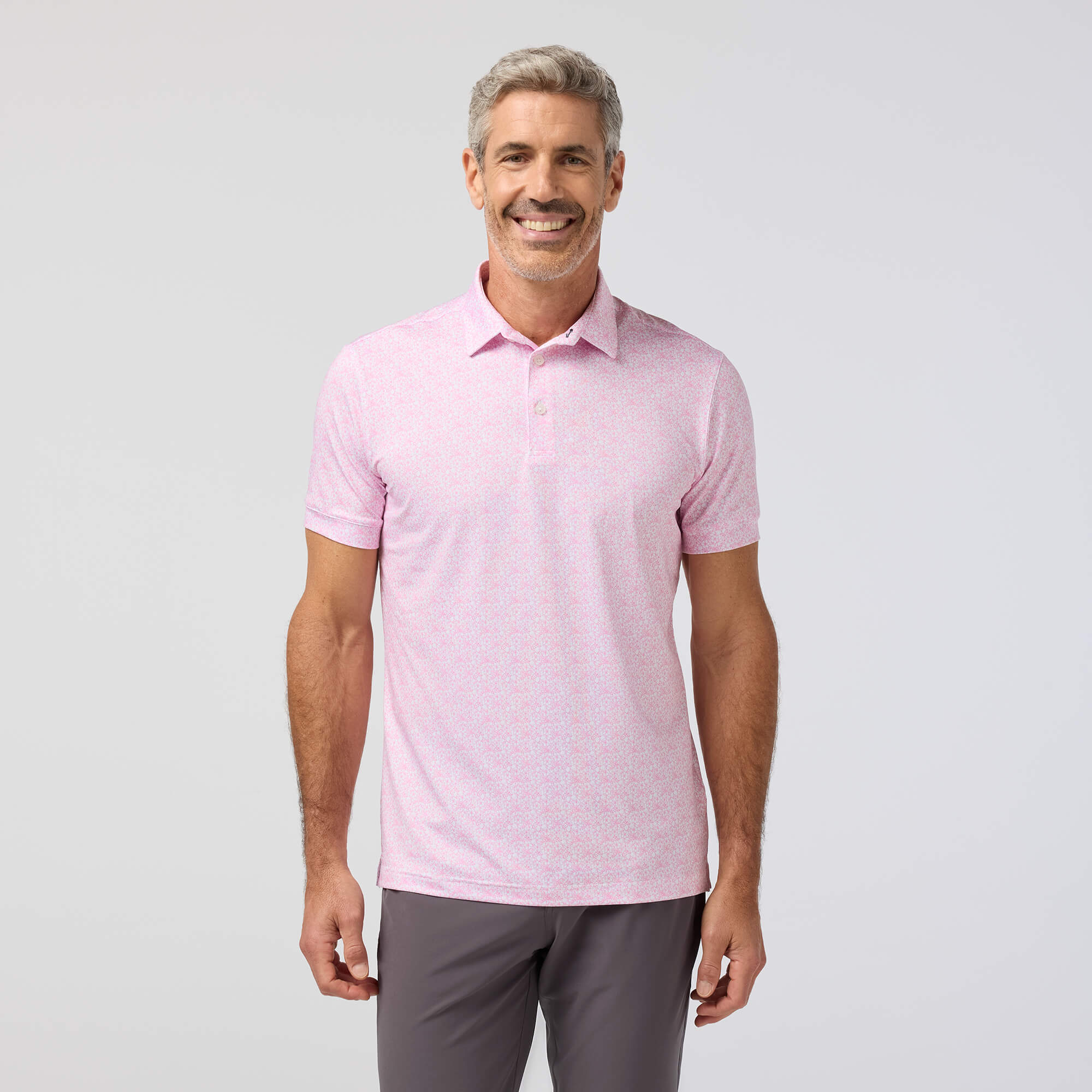 Pink Azaleas Outline Versa Short Sleeve Polo