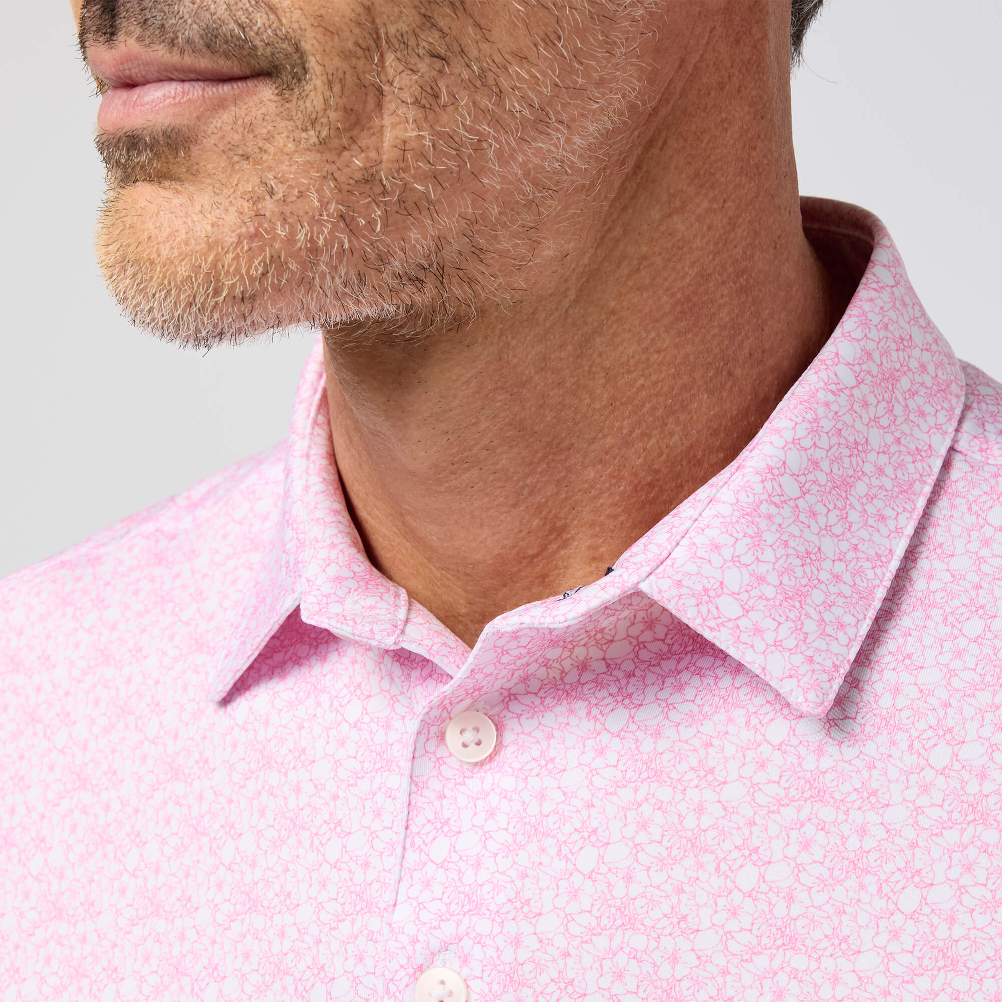 Pink Azaleas Outline Versa Short Sleeve Polo