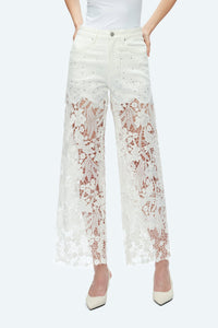 White Lace High Rise Jeans