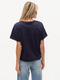 Erin Shoulder Button Tee - Navy