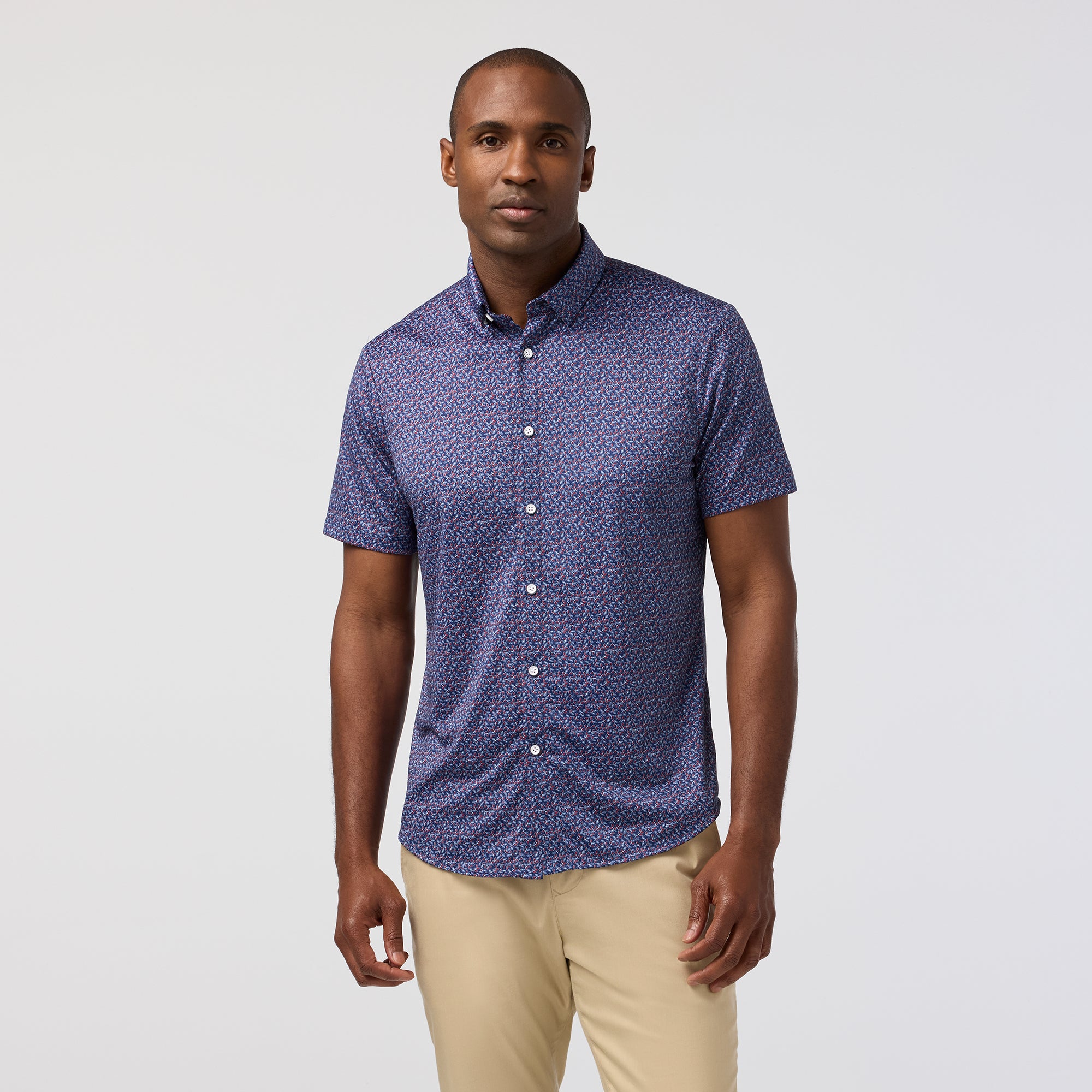 Halyard SS Dress Shirt - Midnight Navy leaf