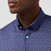 Halyard SS Dress Shirt - Midnight Navy leaf