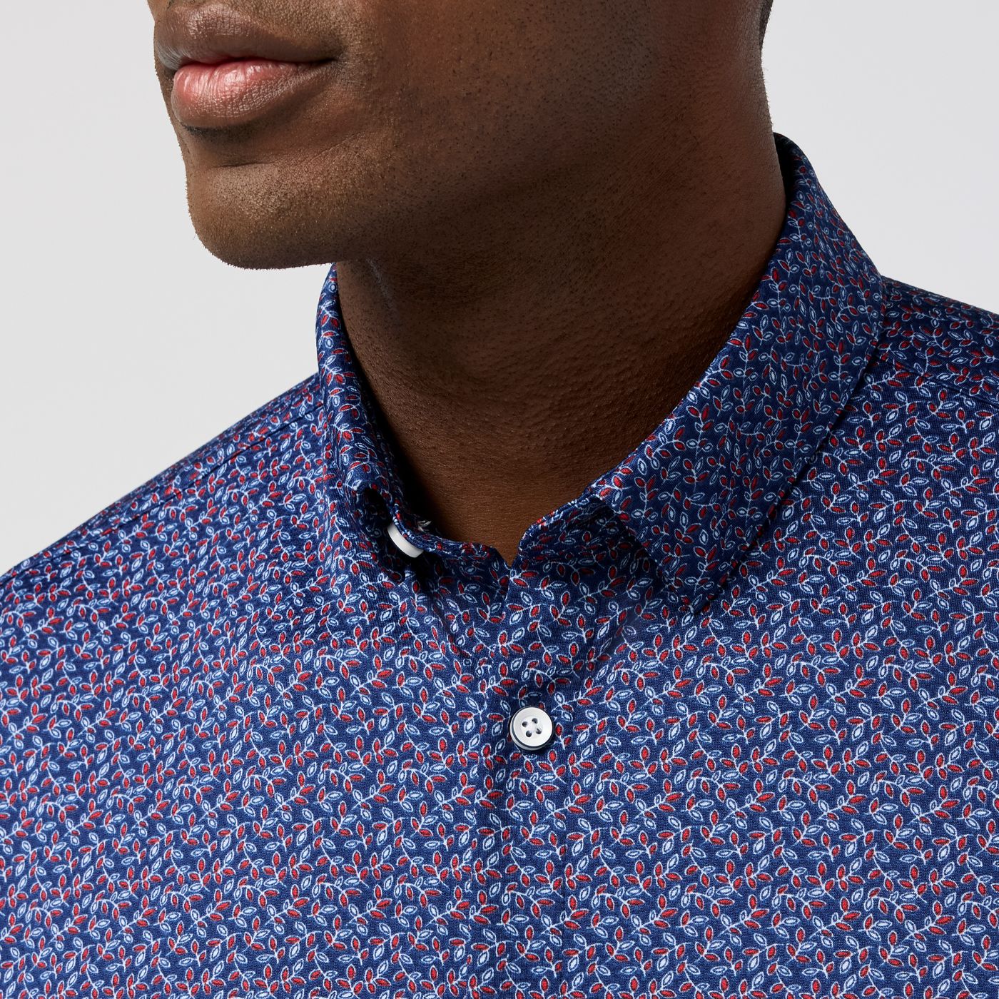 Halyard SS Dress Shirt - Midnight Navy leaf