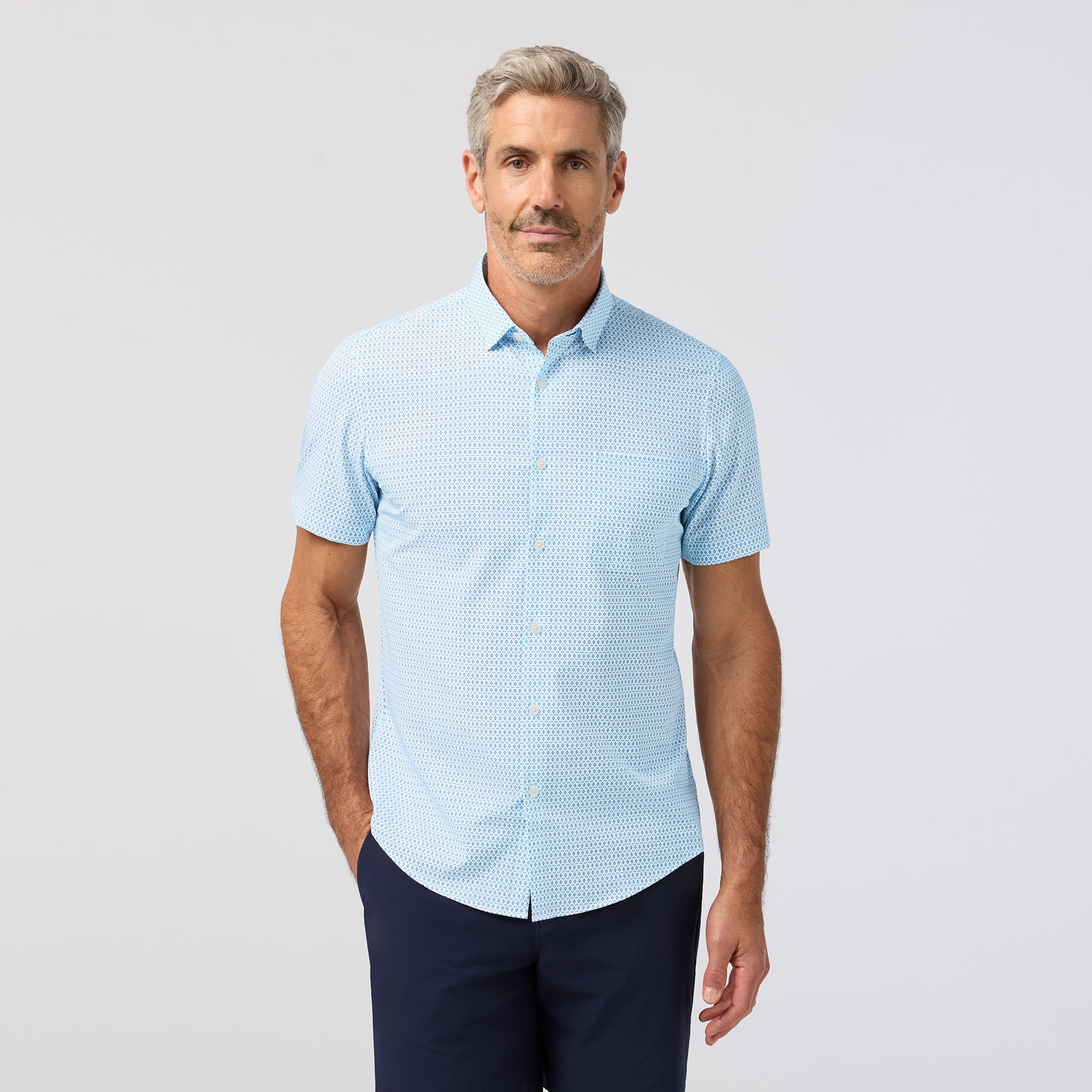 Leeward SS Dress Shirt - Blue Multi Diamond