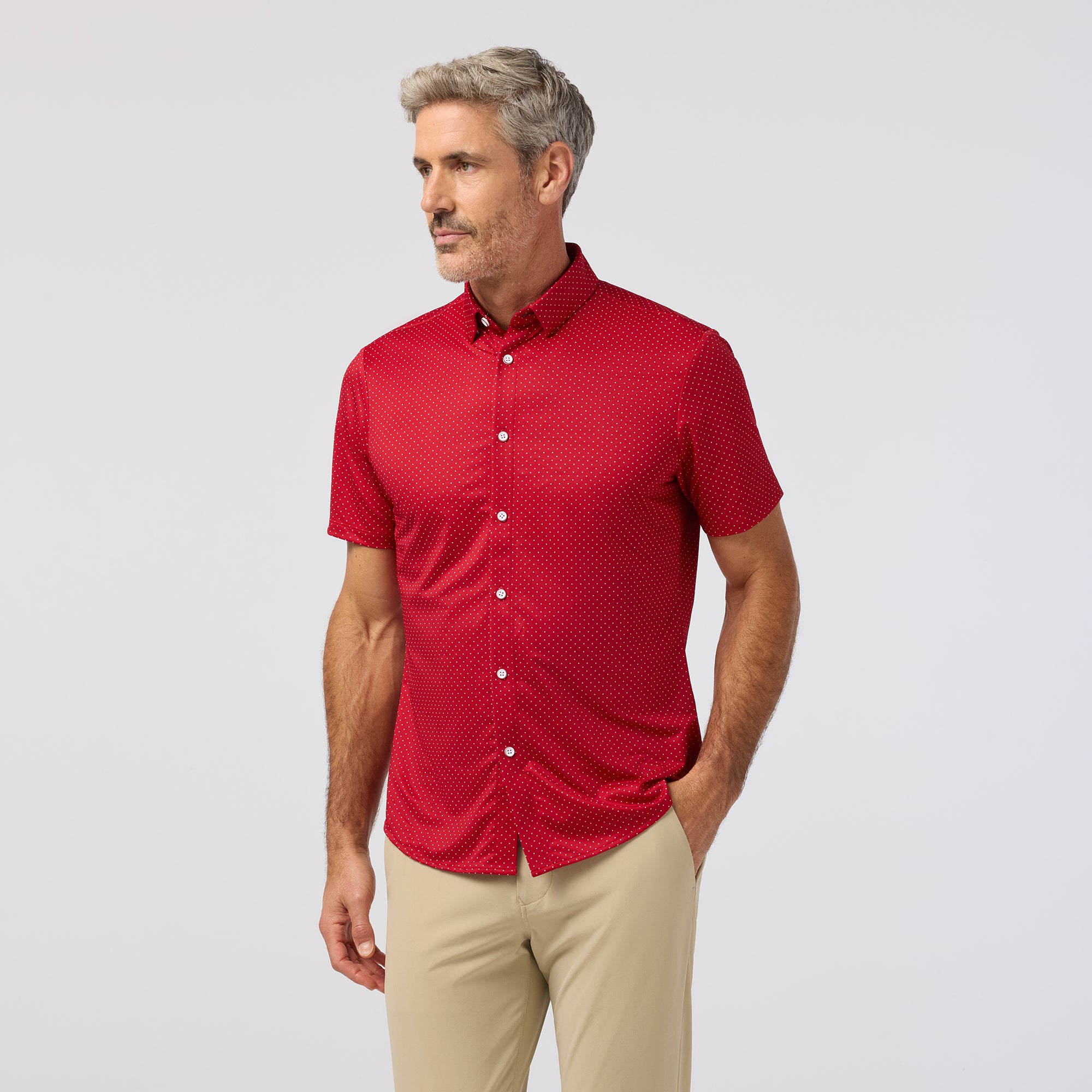 Halyard SS Dress Shirt - Red Hot Dot
