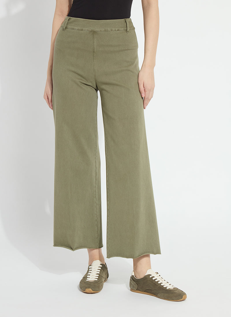 Erin Hi Waist Wide Leg - Antique Wash Smoked Green