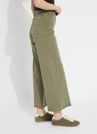 Erin Hi Waist Wide Leg - Antique Wash Smoked Green