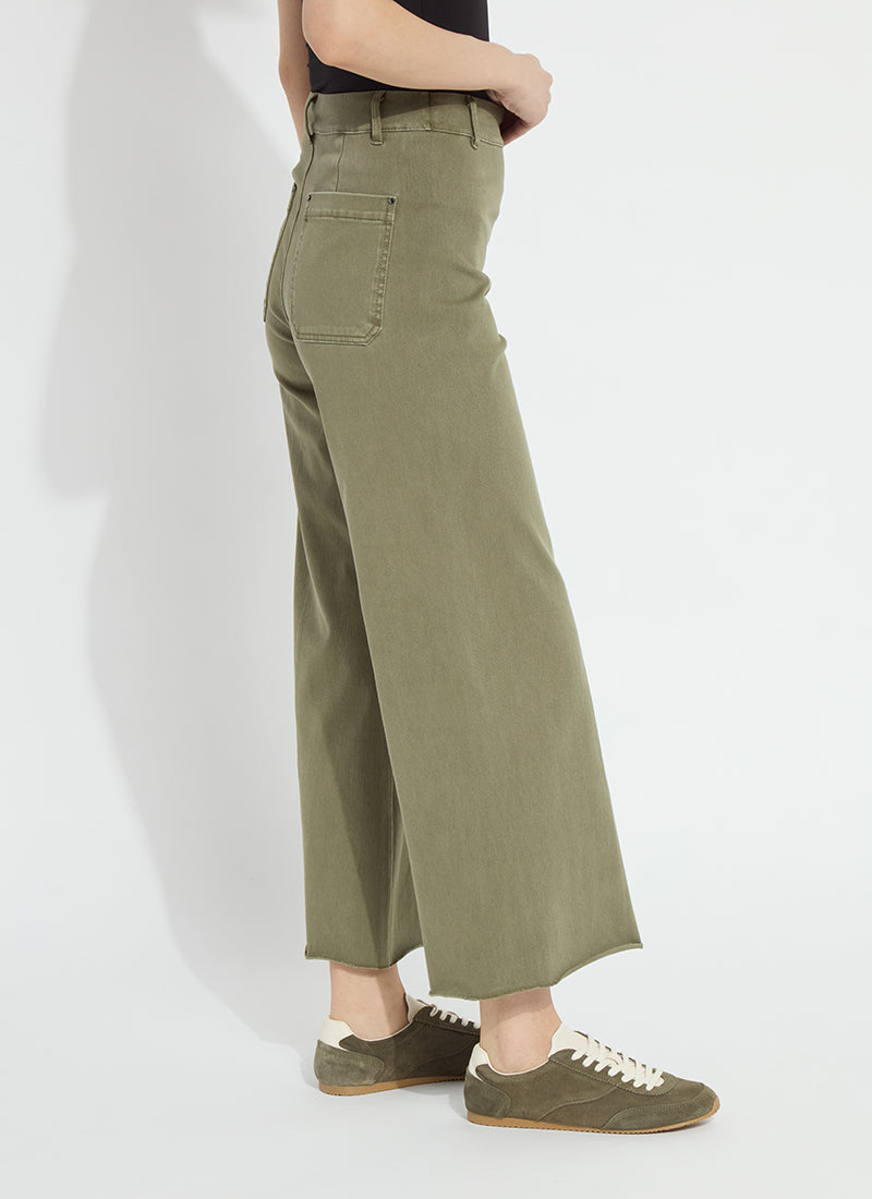 Erin Hi Waist Wide Leg - Antique Wash Smoked Green