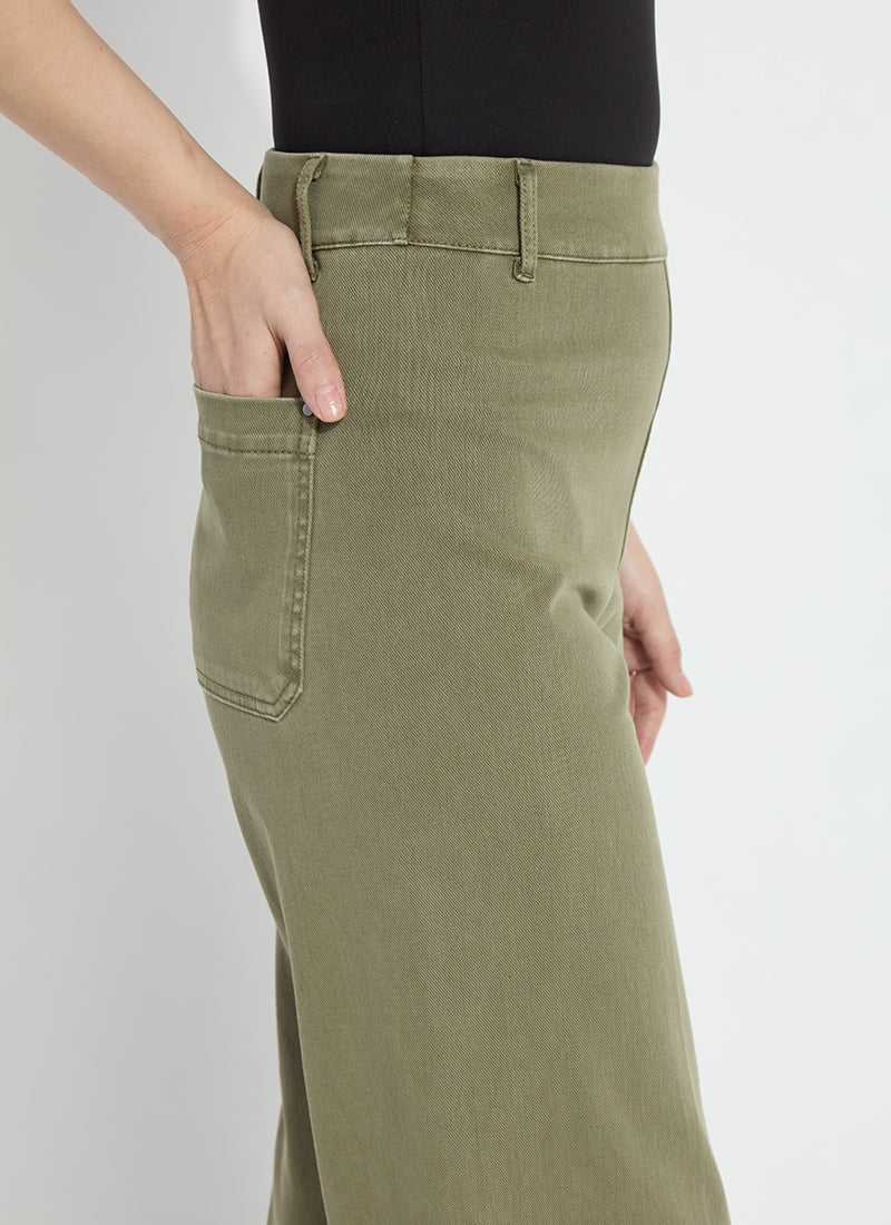 Erin Hi Waist Wide Leg - Antique Wash Smoked Green