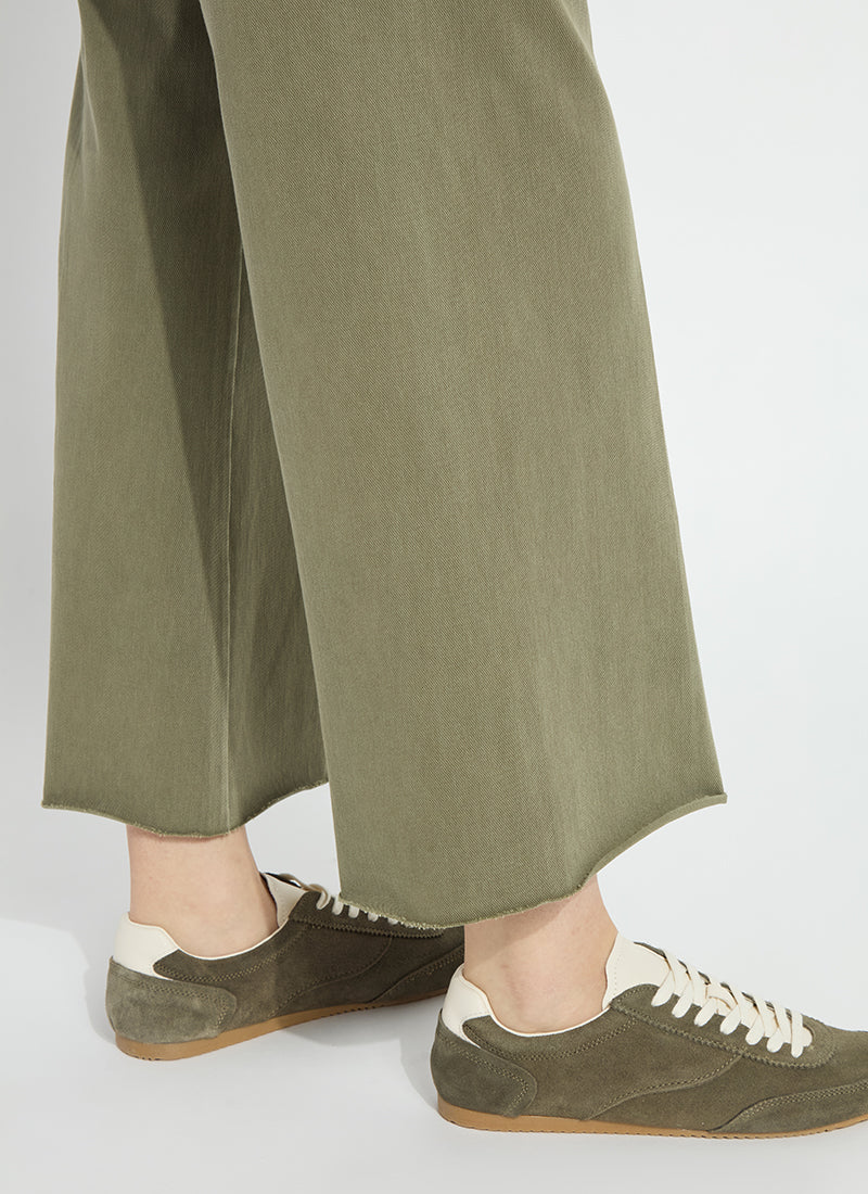 Erin Hi Waist Wide Leg - Antique Wash Smoked Green