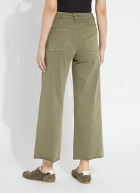 Erin Hi Waist Wide Leg - Antique Wash Smoked Green