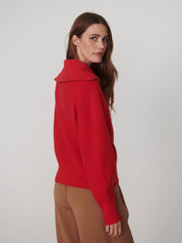 Enrico Zip Through Knit Jacket - Washed Red