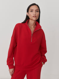 Hawley Half Zip Sweater - Marl Red