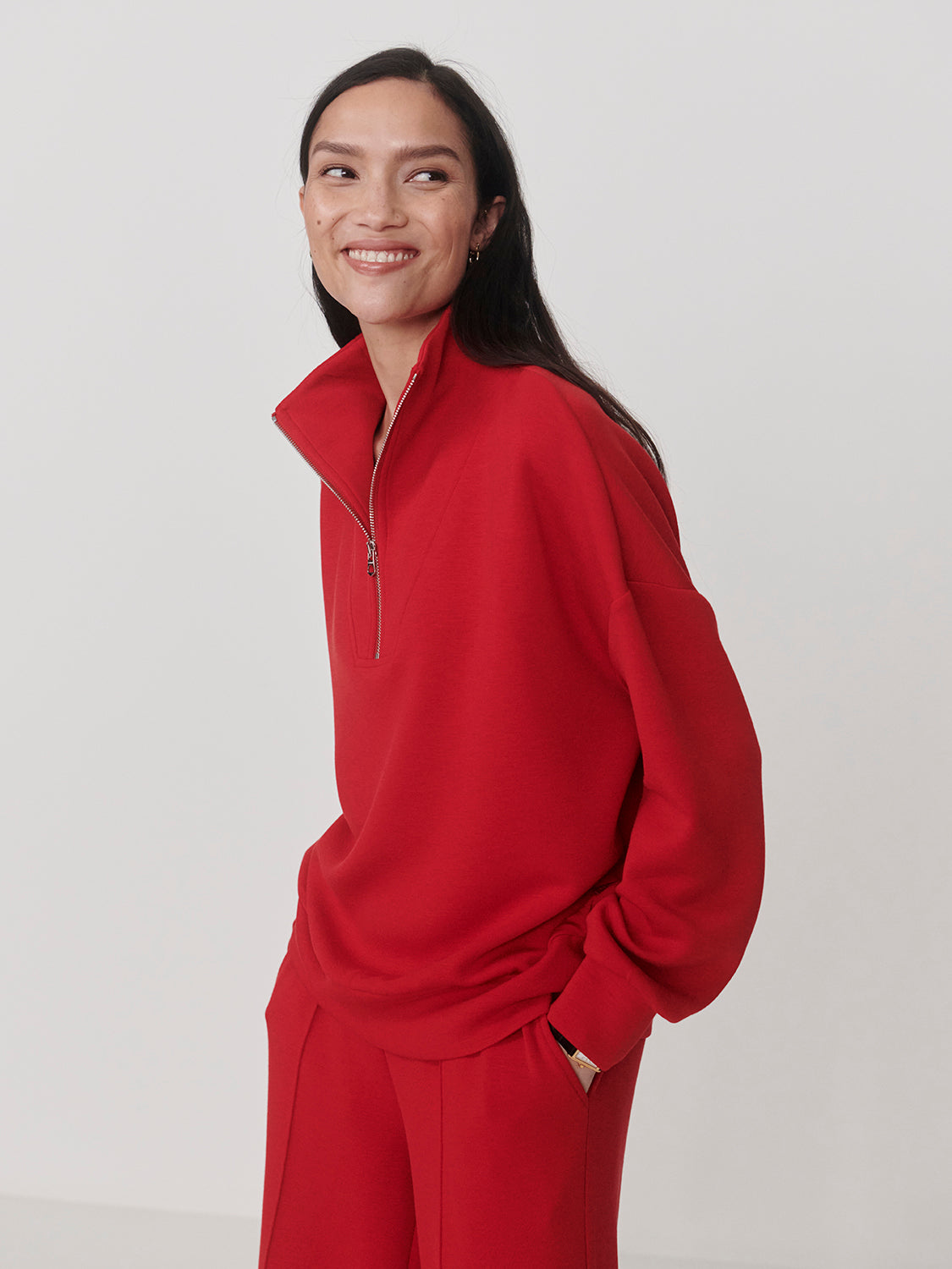 Hawley Half Zip Sweater - Marl Red