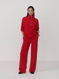 Hawley Half Zip Sweater - Marl Red