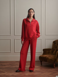 Hawley Half Zip Sweater - Marl Red