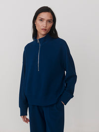 Mavis Mockneck Pullover - Sea Blue