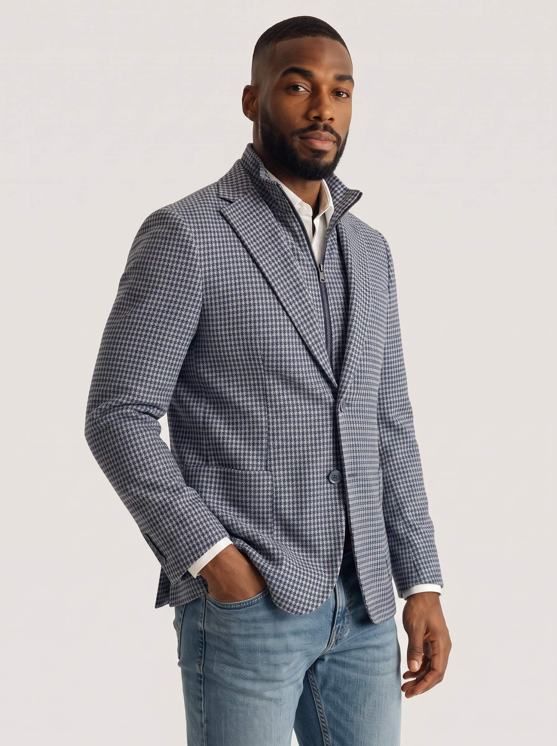 Bedford Grey/Navy Houndstooth Sport Coat
