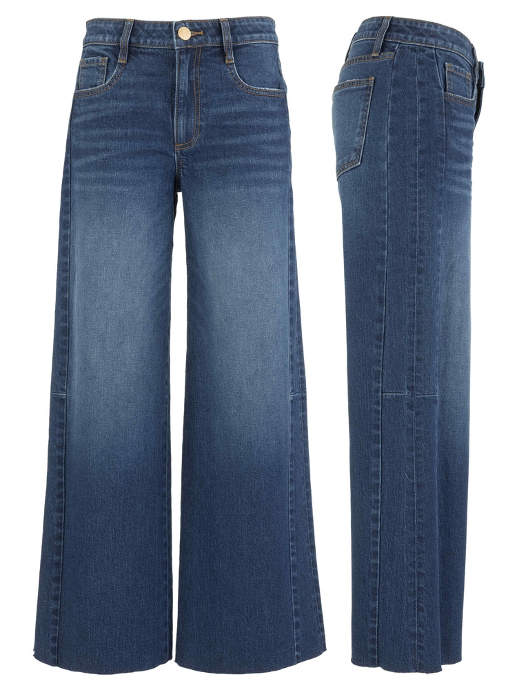MEG HIGH RISE WIDE LEG SIDE PANEL RAW HEM