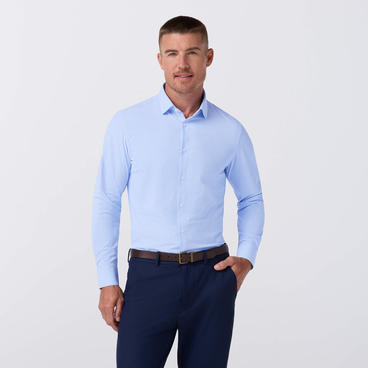 Leeward Dress shirt - Cloud Blue Chalk Stripe