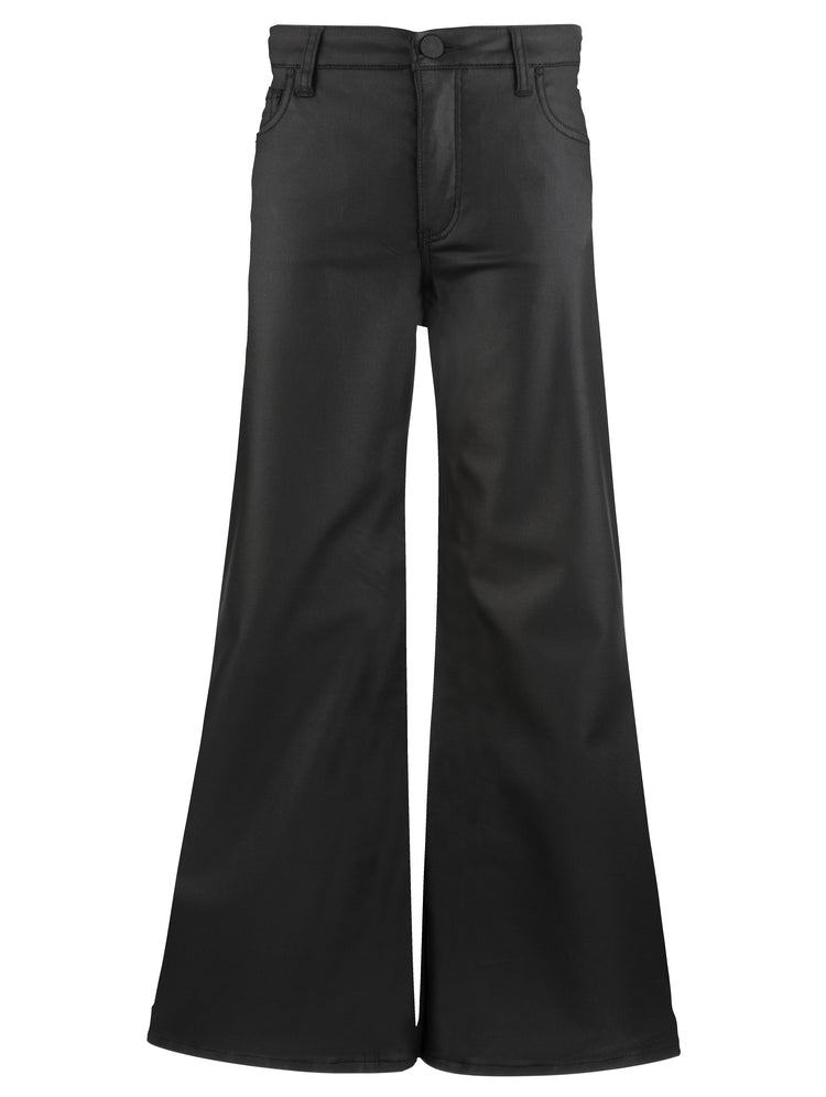 Meg Coated High Rise Wide Leg in Matte Black