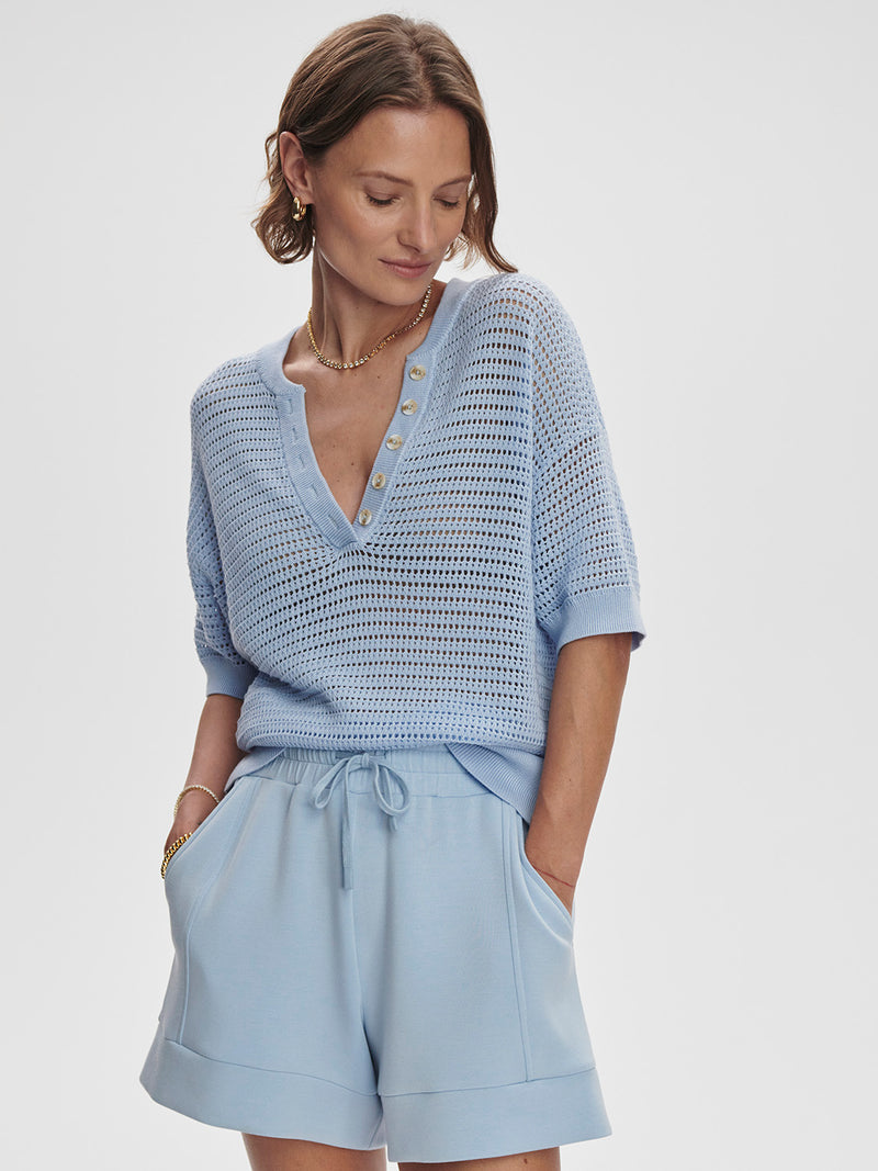 Callie Knit Top - Cashmere Blue