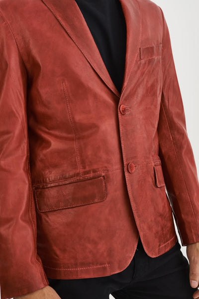 Joshua Leather Jacket- Red
