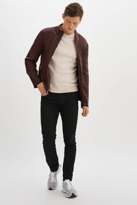 Win Leather Jacket- Burgundy