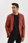 Joshua Lambskin Leather Jacket- Red