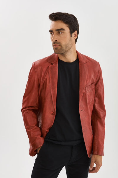 Joshua Lambskin Leather Jacket- Red
