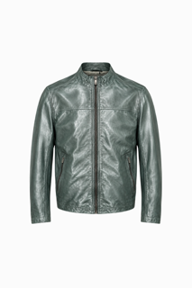 Lucio Leather Jacket - Sage Green
