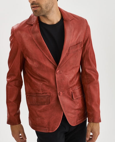 Joshua Leather Jacket- Red
