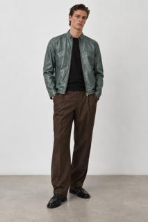 Lucio Leather Jacket - Sage Green