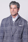 Rocco Sport Coat – Navy & White Plaid Stretch Knit with Bib Detail 7 Downie St.