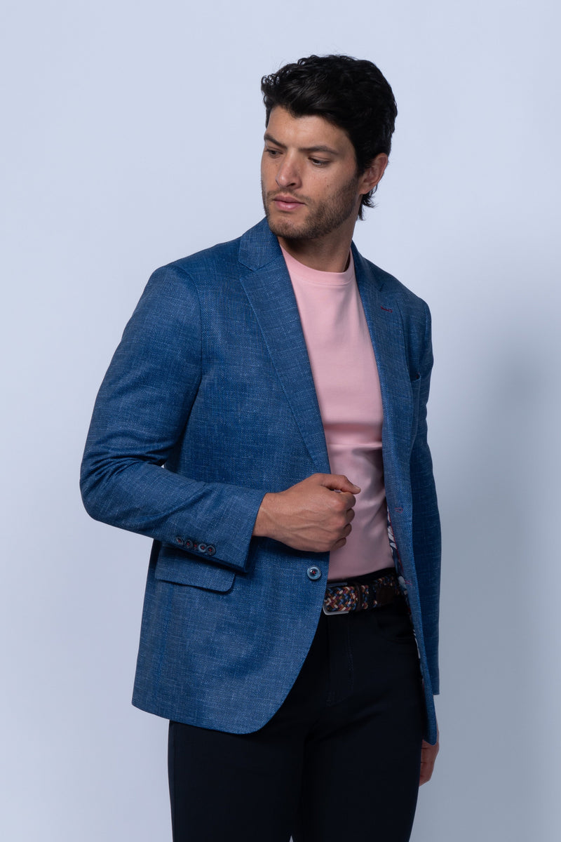 Oregon Sport Coat – Blue Fil-a-Fil Stretch Cotton Blend 7 Downie St.