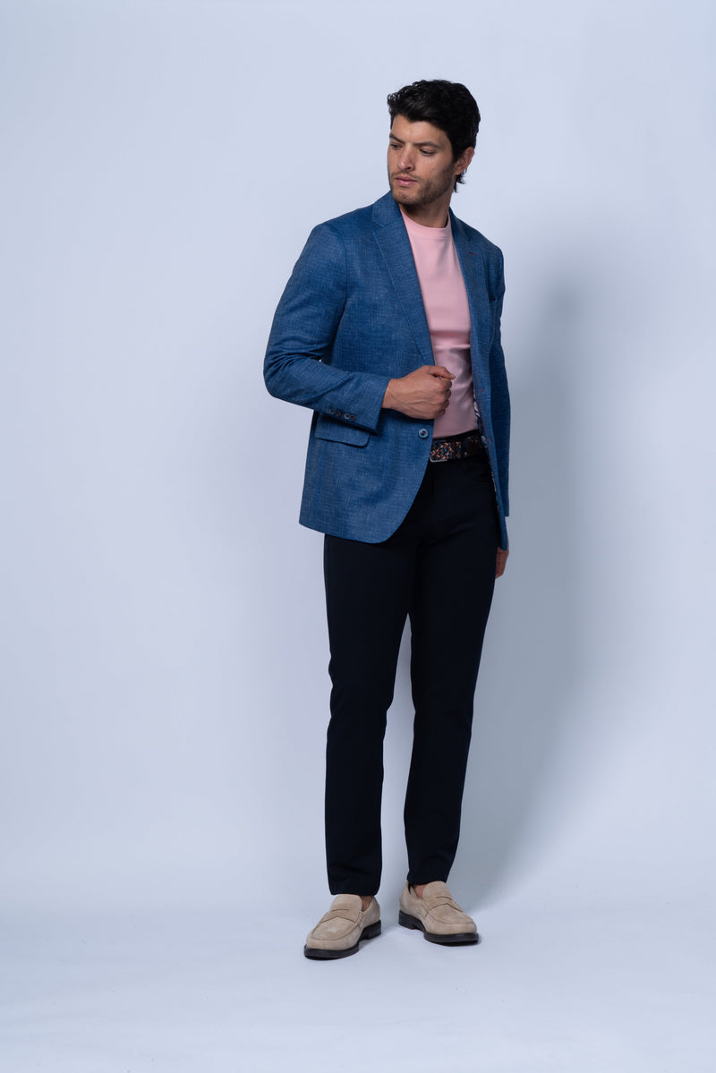 Oregon Sport Coat – Blue Fil-a-Fil Stretch Cotton Blend 7 Downie St.