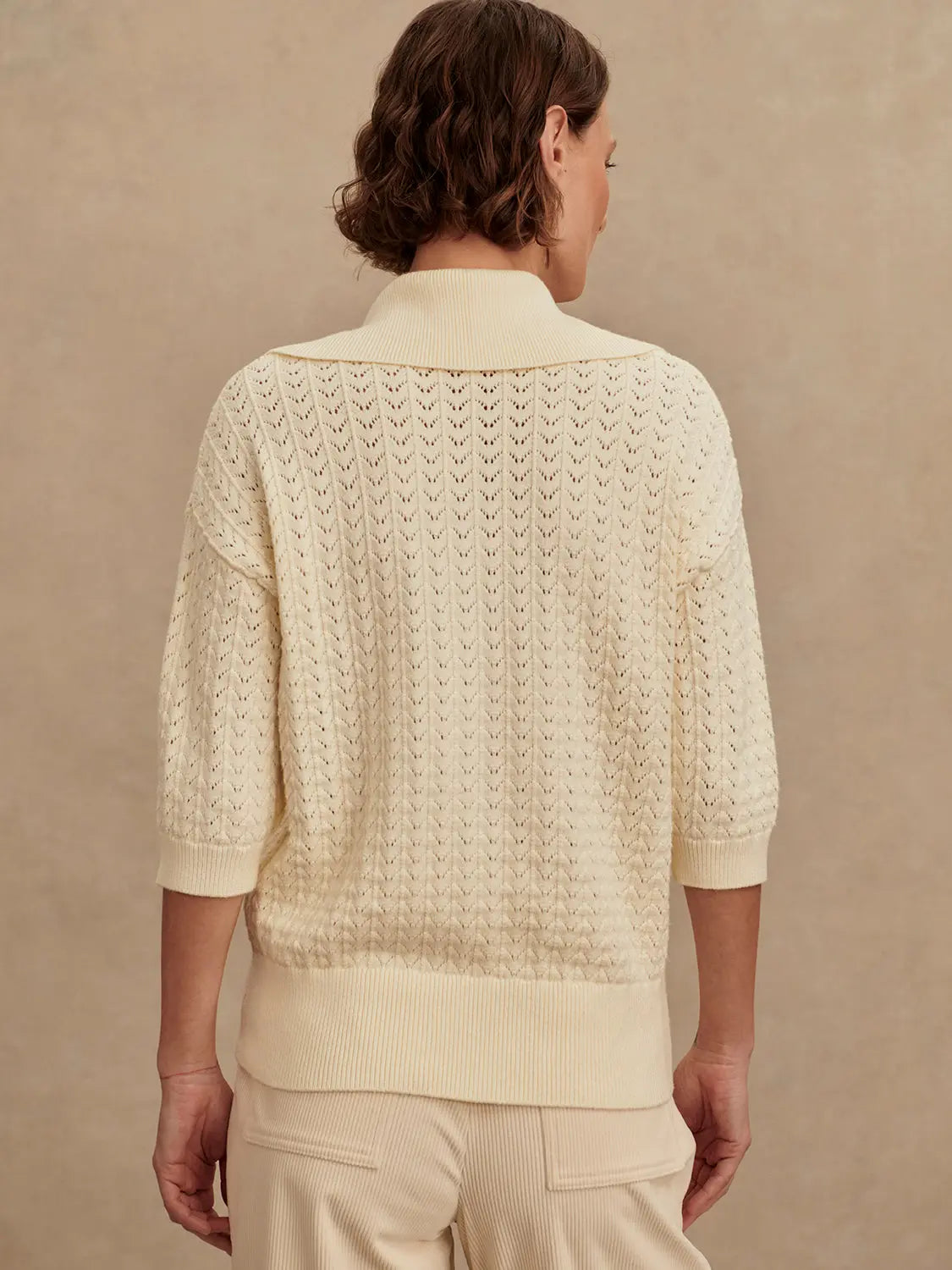 Arney Half Zip Knit Polo – Egret VARLEY