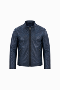 Lucio Leather Jacket - Midnight Blue