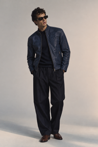 Lucio Leather Jacket - Midnight Blue