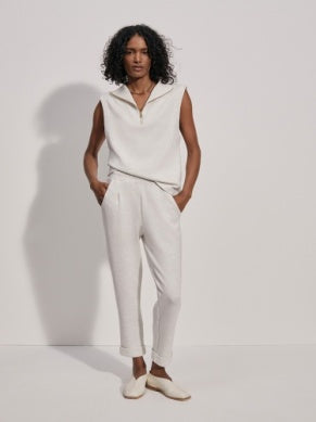The Rolled Cuff Pant 25" - Ivory Marl
