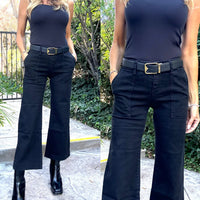 Eden Black Cropped Wide Leg Pants