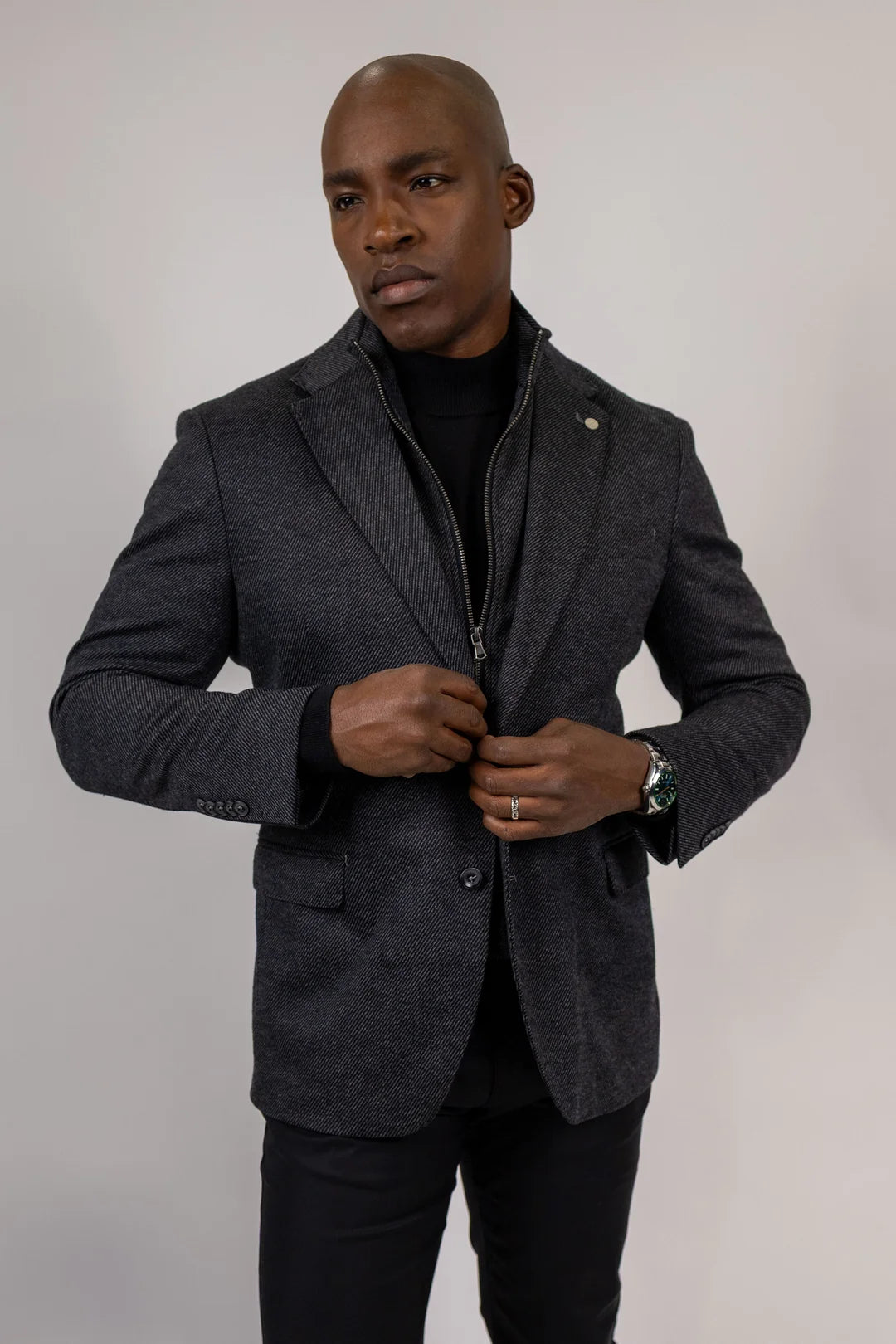 Branson Black Twill Knit Hybrid Sport Coat